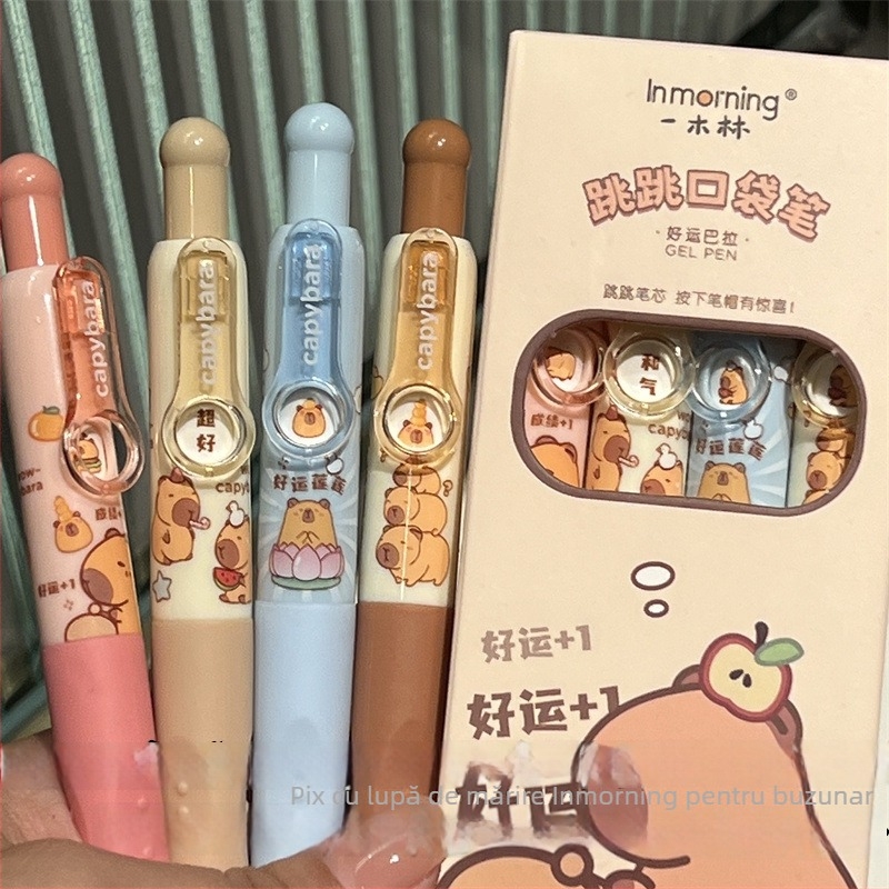 Pix Panda Face Cartoon Gel Pen cu clic; Carcasă din plastic; Vârf din oțel inoxidabil; Neșters (Brand: Inmorning/yimulin; Seria: Cartoon; Carcasă: Plastic; Vârf: Oțel inoxidabil; Ștergere: Nu)