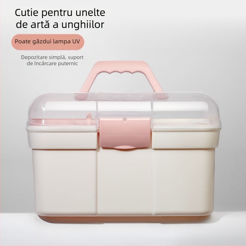 Cutie de depozitare pentru unghii, capacitate mare, cutie portabilă cu mai multe etaje, din plastic, Fairy Jiayi, 1 kg
