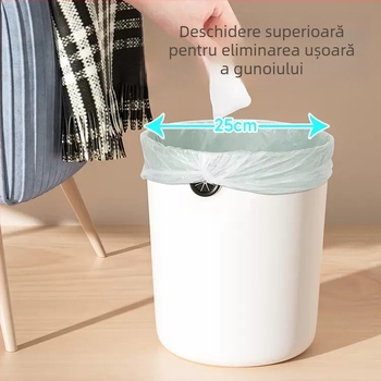 Coș de gunoi din plastic, formă cilindrică, fără capac, 12 L, pentru uz casnic