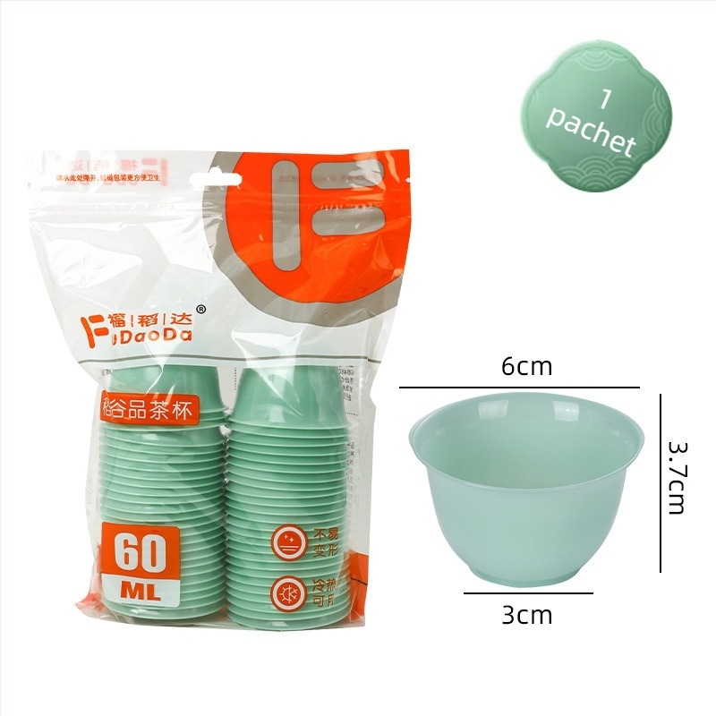 Set cești Gongfu, din coji de orez, biodegradabil, formă de ceașcă, 40 buc. în cutie, origine: China