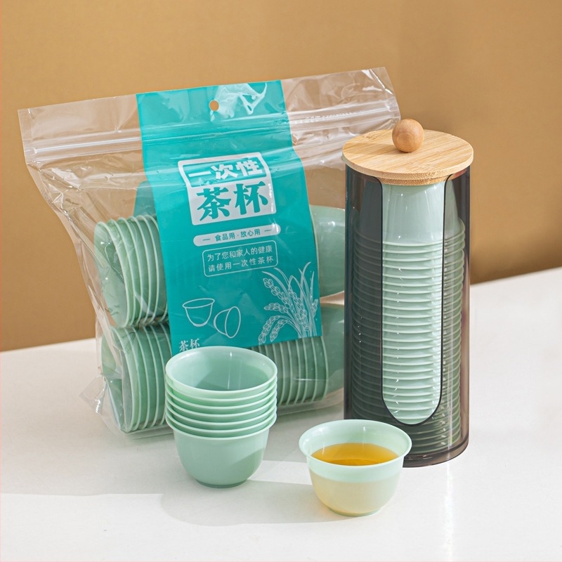 Set cești Gongfu, din coji de orez, biodegradabil, formă de ceașcă, 40 buc. în cutie, origine: China