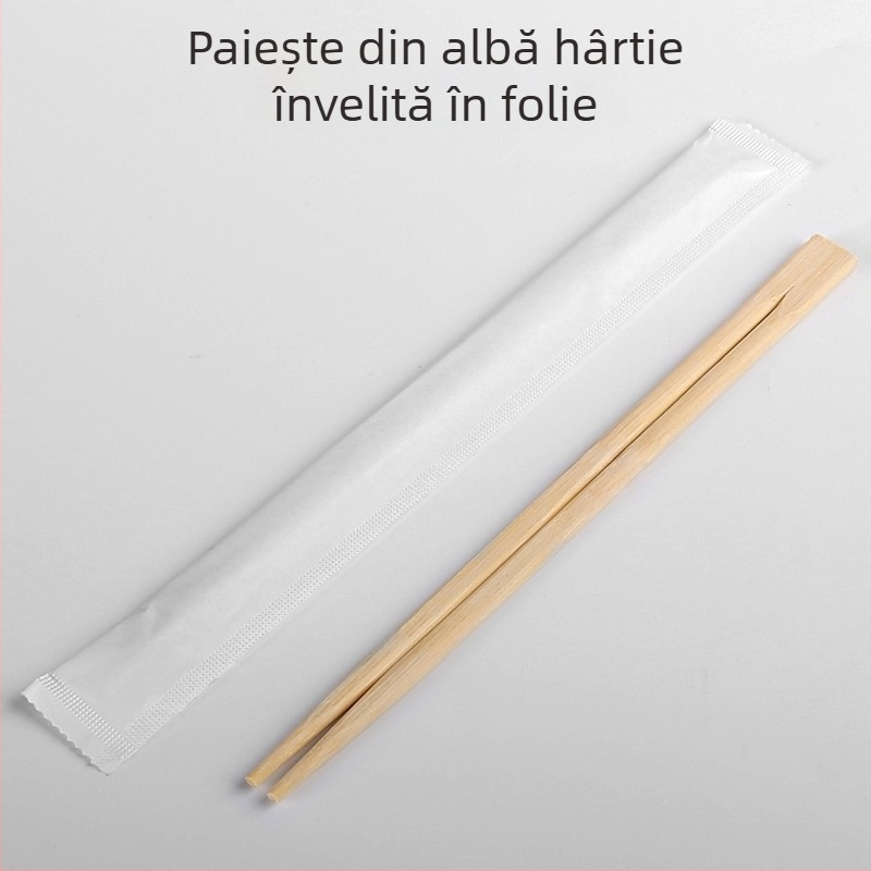 Set de tacâmuri din bambus, de unică folosință, pentru restaurante — Patru în unu: lingură și bețișoare, bețișoare din bambus individuale, personalizare disponibilă