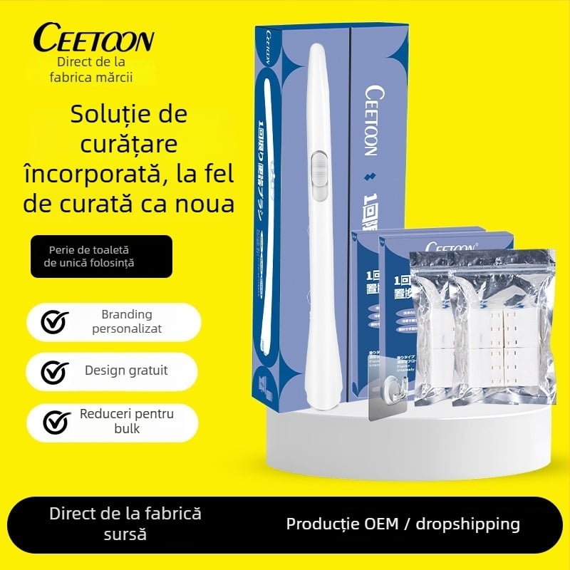 Perie de toaletă de unică folosință – auto-curățare, cap de înlocuire cu detergent de toaletă (Ceetoon, Bh-001, Plastic, Stil modern minimalist)