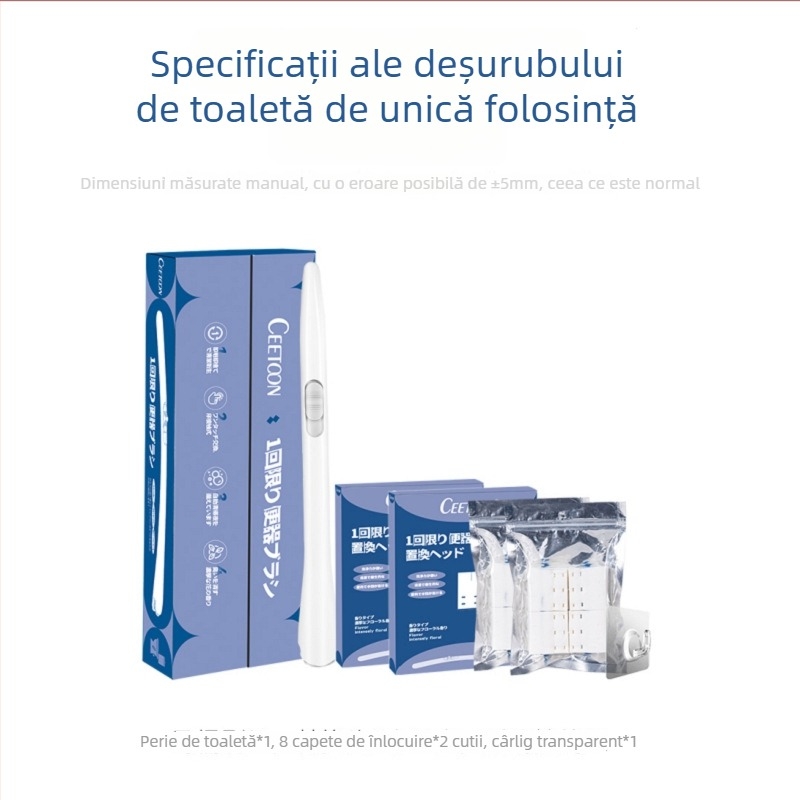 Perie de toaletă de unică folosință – auto-curățare, cap de înlocuire cu detergent de toaletă (Ceetoon, Bh-001, Plastic, Stil modern minimalist)