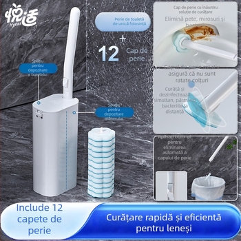 Set de toaletă de unică folosință cu 12 capete, lichid de curățare inclus, mâner lung