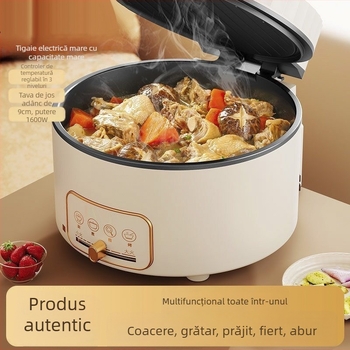 Tava electrică pentru clătite cu încălzire dublă, pentru uz casnic, 1500W, 220V, control mecanic, potrivită pentru 2–3 persoane