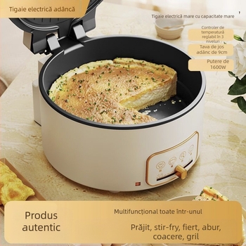 Tava electrică pentru clătite cu încălzire dublă, pentru uz casnic, 1500W, 220V, control mecanic, potrivită pentru 2–3 persoane