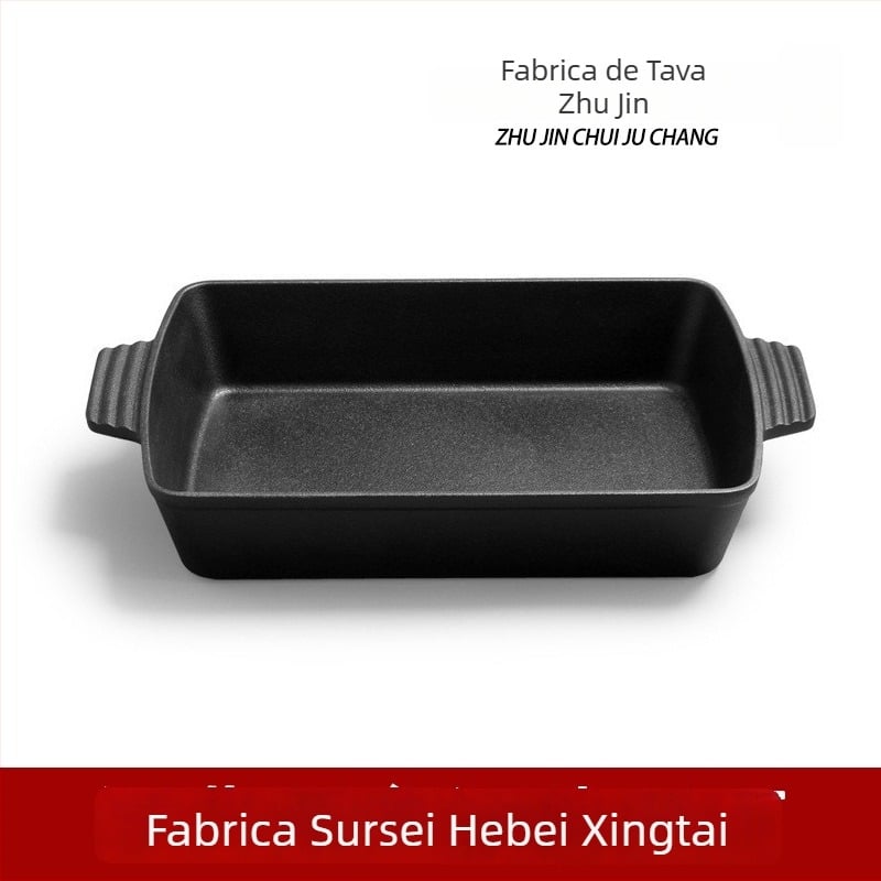 Tigaie grătar din fontă, pătrată, fără acoperire, 3,2 kg, multifuncțională