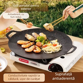 Placă rotundă din fontă pentru teppanyaki, stil coreean, antiaderent