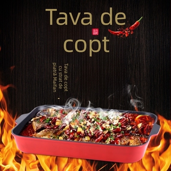 Placă de grătar dreptunghiulară antiaderentă din aliaj de aluminiu, cu tehnologie de ștanțare