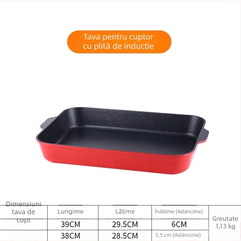 Placă de grătar dreptunghiulară antiaderentă din aliaj de aluminiu, cu tehnologie de ștanțare
