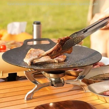 Tigaie grill concavă din fontă pentru exterior – rotundă, portabilă, neacoperită, 2,1 kg