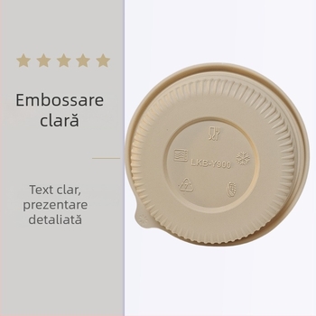 Vas de unică folosință din amidon de porumb, biodegradabil, rezistent la temperaturi înalte, rezistent la ulei și deformare, capacitate 900–1000 ml