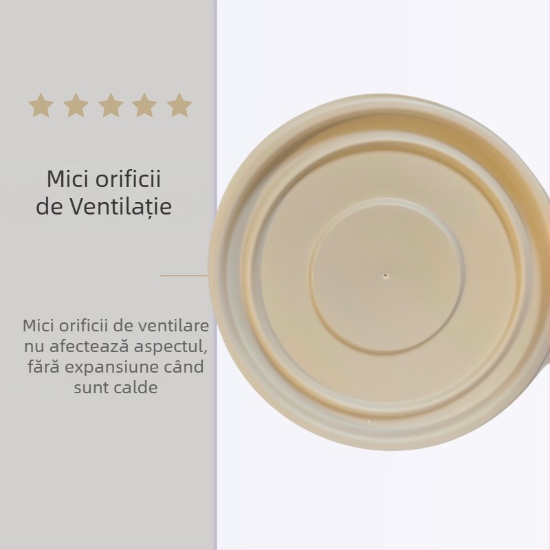 Vas de unică folosință din amidon de porumb, biodegradabil, rezistent la temperaturi înalte, rezistent la ulei și deformare, capacitate 900–1000 ml