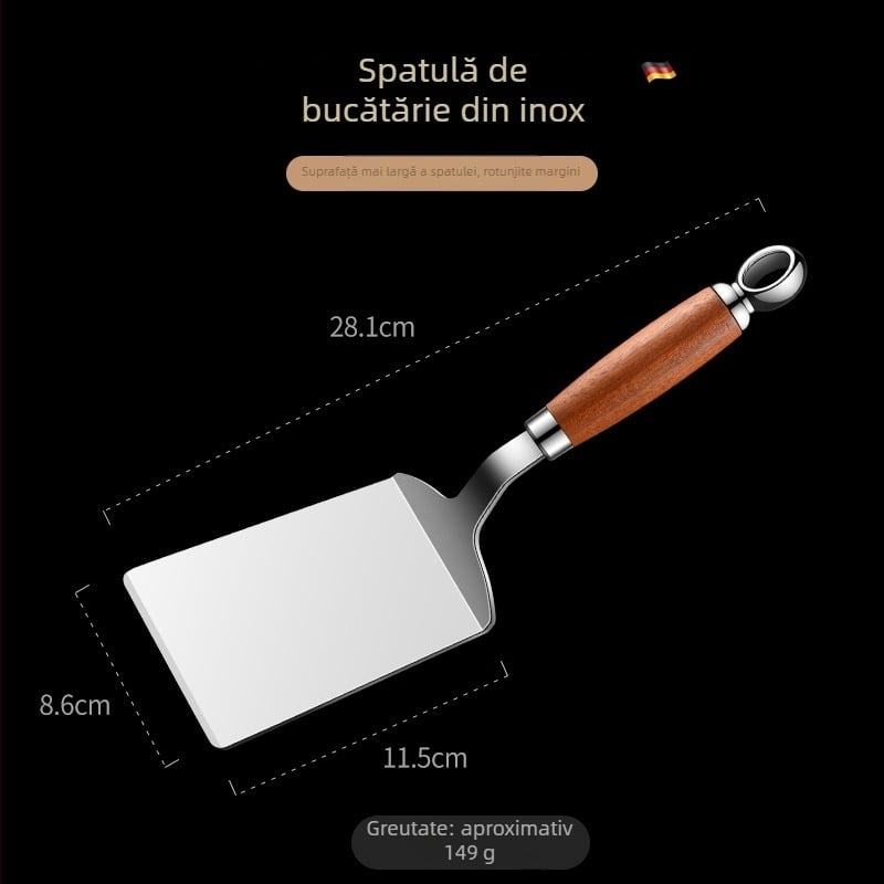 Bosans spatulă din oțel inoxidabil – pentru Teppanyaki, clătite, pizza și friptură; design modern minimalist