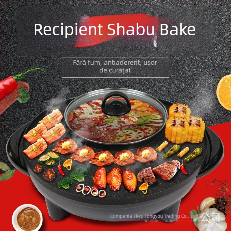 Tigaie electrică multifuncțională cu interior din oțel inoxidabil; 1200-1500 W; capacitate 1-2 L; pentru 5-6 persoane; funcții: aburi, sotare, fierbere, hot pot