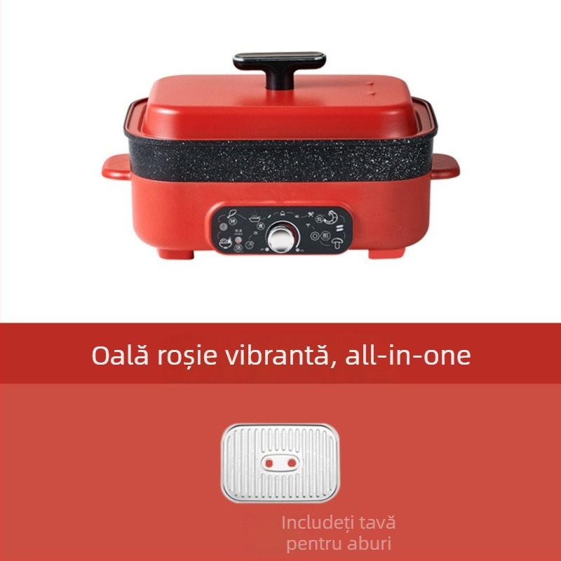 Oală electrică multifuncțională 4–5 L, putere 1200–1500 W, vas interior din aliaj de aluminiu, reglare temperatură și protecție împotriva uscării