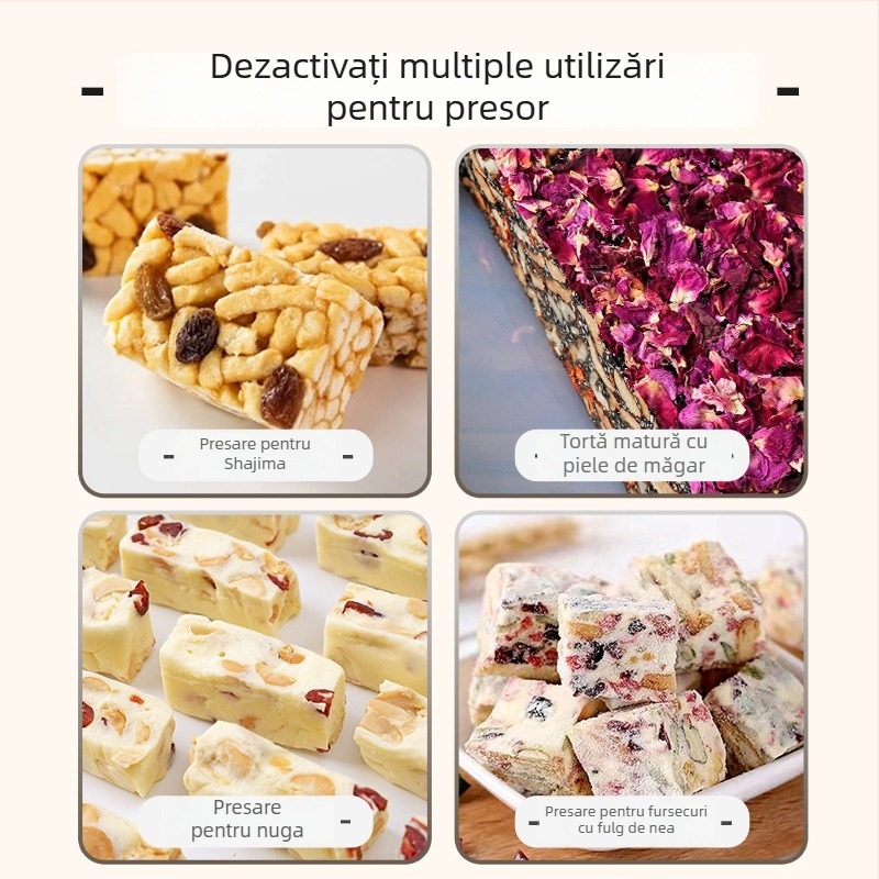 Set de unelte cu fund detașabil pentru prăjitură Snowflake Crispy Ejiao Cake, biscuiți, nugat și caramel