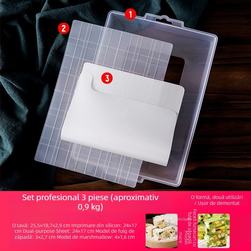 Set de unelte cu fund detașabil pentru prăjitură Snowflake Crispy Ejiao Cake, biscuiți, nugat și caramel