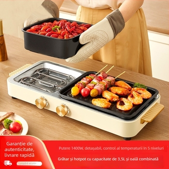 Tigaie electrică all-in-one pentru acasă, 1201–1500 W, adâncime vas interior 7 cm, vas interior din teflon, pentru 3–4 persoane