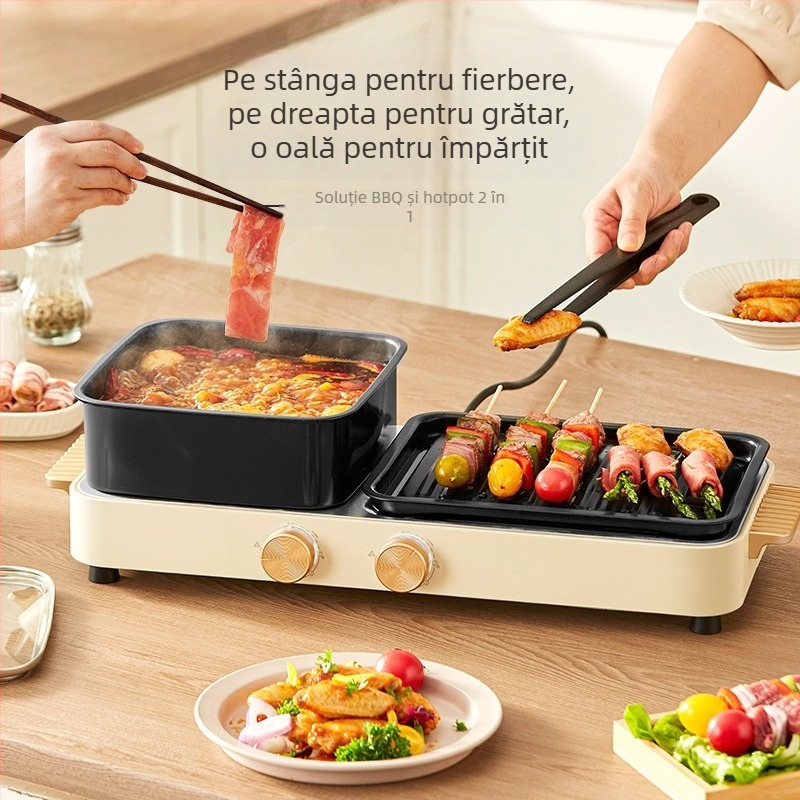 Tigaie electrică all-in-one pentru acasă, 1201–1500 W, adâncime vas interior 7 cm, vas interior din teflon, pentru 3–4 persoane