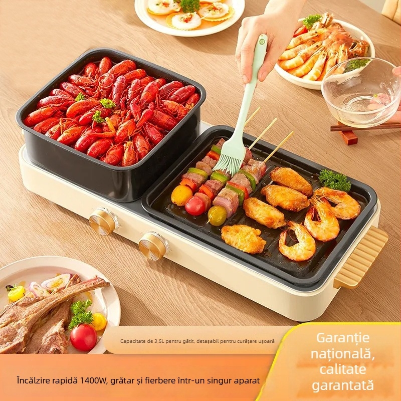 Tigaie electrică all-in-one pentru acasă, 1201–1500 W, adâncime vas interior 7 cm, vas interior din teflon, pentru 3–4 persoane