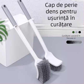 Perie de toaletă cu mâner lung îngroșat, cu peri moi, montată pe perete, pentru toalete tip squat (Material: burete)