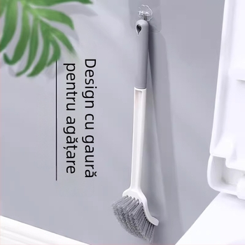 Perie de toaletă cu mâner lung îngroșat, cu peri moi, montată pe perete, pentru toalete tip squat (Material: burete)