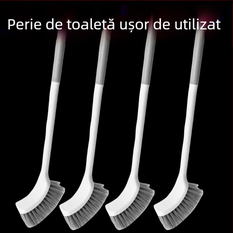 Perie de toaletă cu mâner lung îngroșat, cu peri moi, montată pe perete, pentru toalete tip squat (Material: burete)