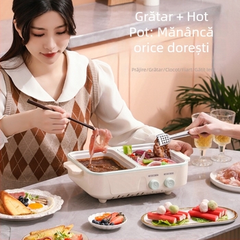 Oală electrică de gătit, all-in-one gril și aburi, capacitate ≤2L, vas interior din oțel inoxidabil, control cu buton