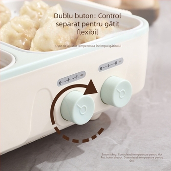 Oală electrică de gătit, all-in-one gril și aburi, capacitate ≤2L, vas interior din oțel inoxidabil, control cu buton