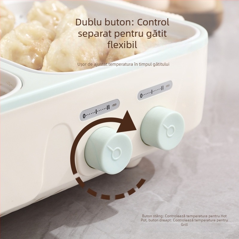 Oală electrică de gătit, all-in-one gril și aburi, capacitate ≤2L, vas interior din oțel inoxidabil, control cu buton