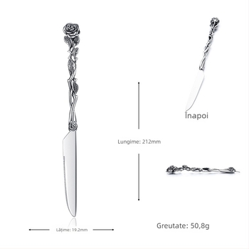 Set tacâmuri din oțel inoxidabil, stil occidental, 3 piese, lucrat manual, personalizabil, înaltă calitate, design retro ușor luxos