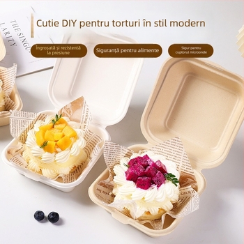 Cutie de burger din pulpă de hârtie, pătrată, grosime 0,6 mm, capacitate 450 ml, biodegradabilă