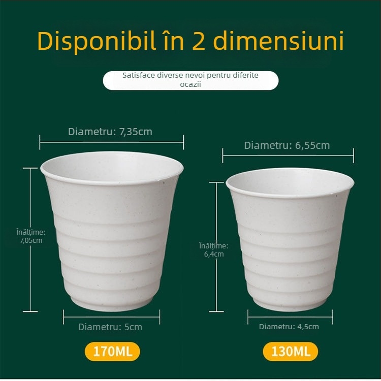 Set de veselă de unică folosință din coajă de orez pentru 10 persoane, include boluri, bețișoare, cești și linguri, biodegradabil