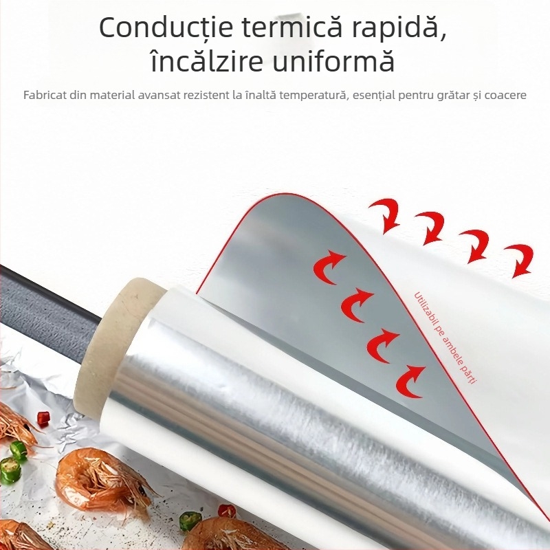 Hârtie de aluminiu pentru grătar - grosime 12µm, pentru grill pan, (Sigură pentru microunde: Da, Personalizabilă: Da)