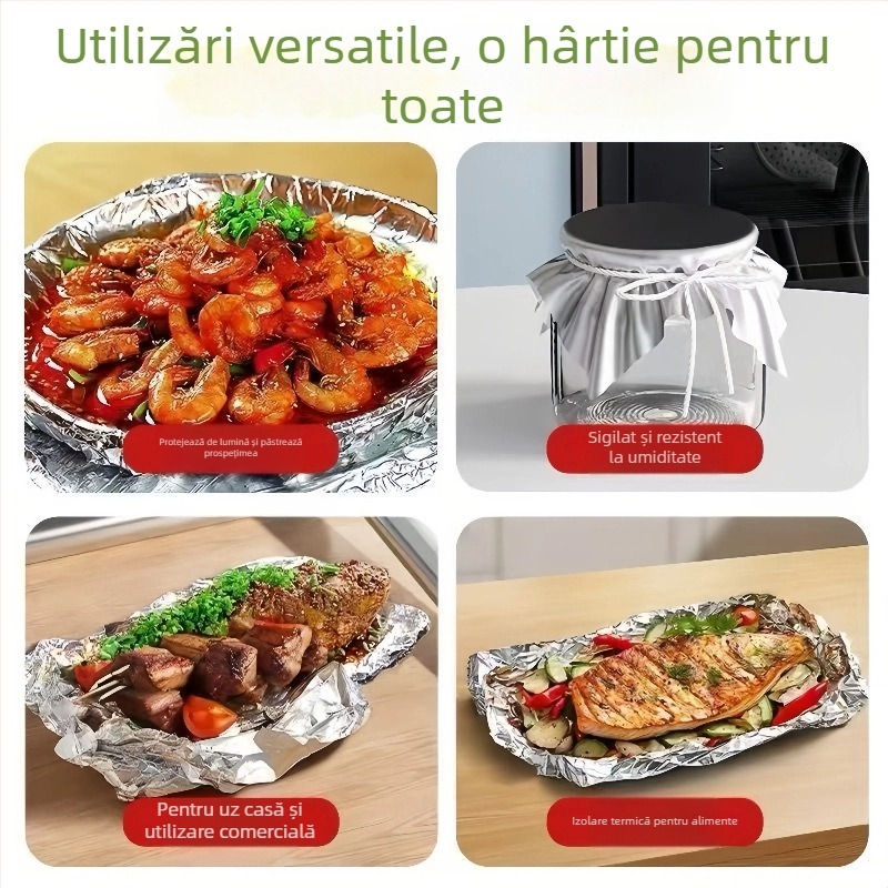 Hârtie de aluminiu pentru grătar - grosime 12µm, pentru grill pan, (Sigură pentru microunde: Da, Personalizabilă: Da)