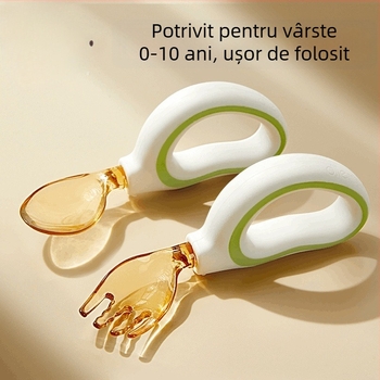 Set de furculițe și linguriță pentru copii — simplu din oțel inoxidabil, pentru vârste de peste 3 luni (furculiță/linguriță)