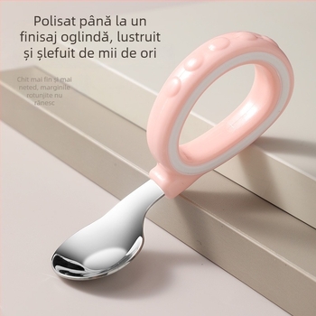 Set de furculițe și linguriță pentru copii — simplu din oțel inoxidabil, pentru vârste de peste 3 luni (furculiță/linguriță)