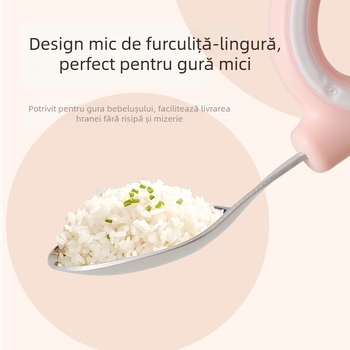 Set de furculițe și linguriță pentru copii — simplu din oțel inoxidabil, pentru vârste de peste 3 luni (furculiță/linguriță)