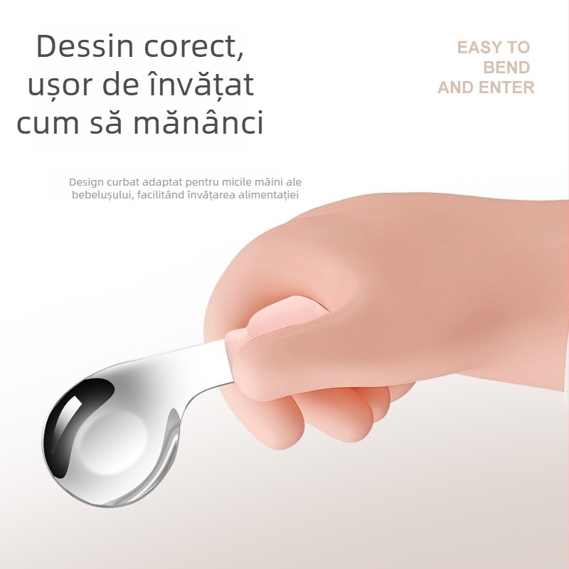 Set de furculițe și linguriță pentru copii — simplu din oțel inoxidabil, pentru vârste de peste 3 luni (furculiță/linguriță)