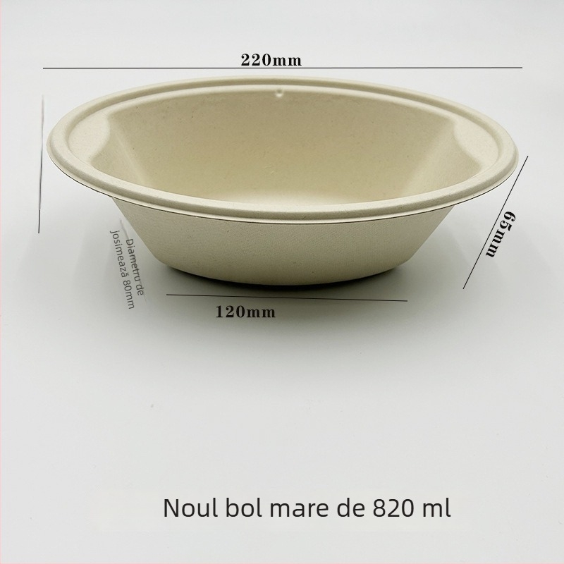 Castron salată de unică folosință din hârtie, formă ovală, capacitate 850 ml, biodegradabil, procesare personalizabilă
