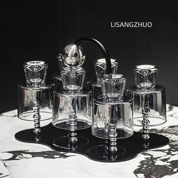 Set de șase pahare din sticlă rezistente la căldură, în stil INS, cu model glaciar.