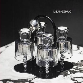 Set de șase pahare din sticlă rezistente la căldură, în stil INS, cu model glaciar.