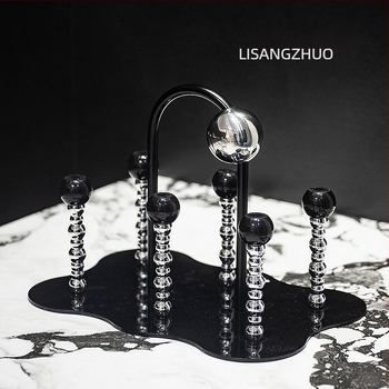 Set de șase pahare din sticlă rezistente la căldură, în stil INS, cu model glaciar.