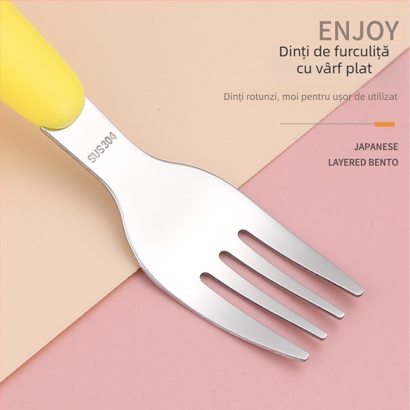 Set tacâm din oțel inoxidabil pentru copii – lingură și furculiță, 200 de bucăți, pentru copii peste 24 de luni, stil minimalist modern
