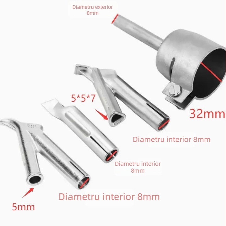 Set de 4 vârfuri din PVC pentru pistol de aer cald: rotunde, triunghiulare și tip Y