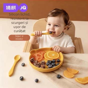 Farfurie pentru copii cu bază din silicon și ventuză, Joyncleon/jingqi, de la 12 luni, stil drăguț