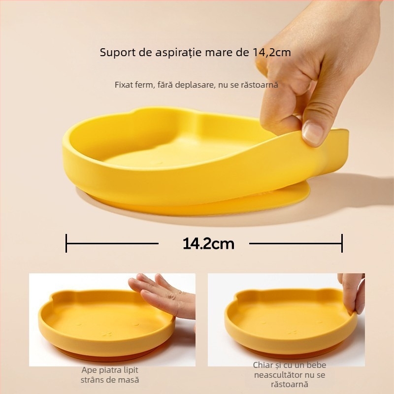 Farfurie pentru copii cu bază din silicon și ventuză, Joyncleon/jingqi, de la 12 luni, stil drăguț