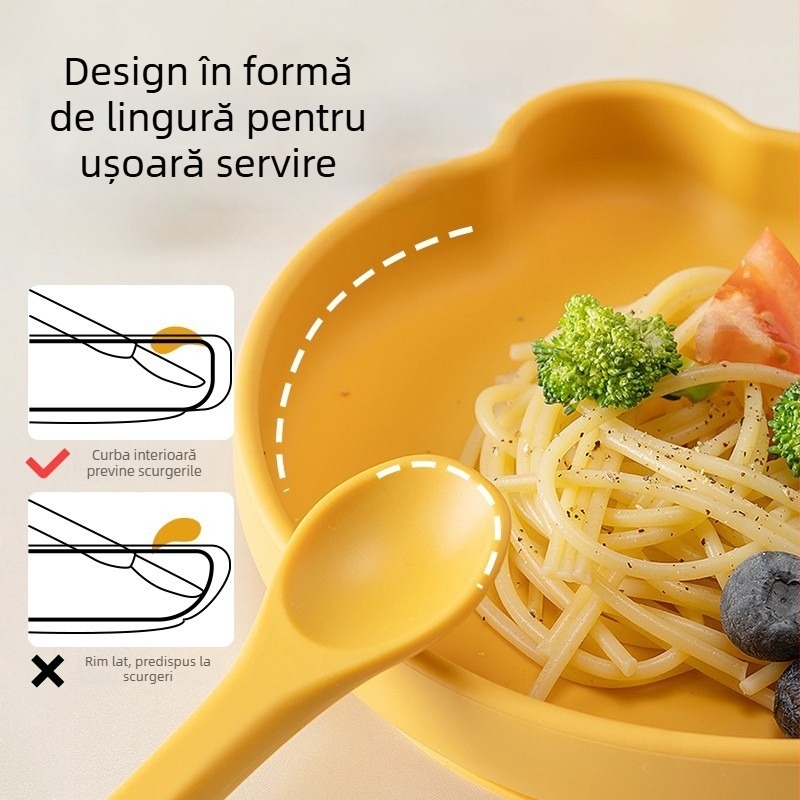 Farfurie pentru copii cu bază din silicon și ventuză, Joyncleon/jingqi, de la 12 luni, stil drăguț